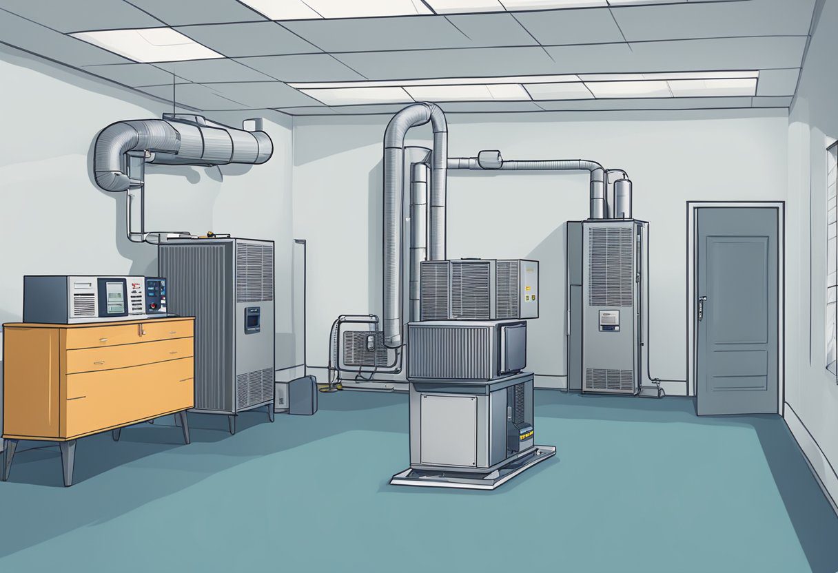 A room with a ventilation system and air quality testing equipment in Knoxville, TN. Clear air and a clean environment are depicted