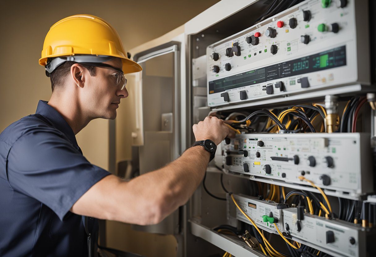 A technician conducts an energy efficiency assessment in a Knoxville home, using tools to measure energy usage and identify areas for improvement